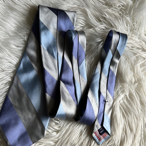 TED BAKER LONDON Blue Stripe Silk Blend Tie - Picture 3 of 4